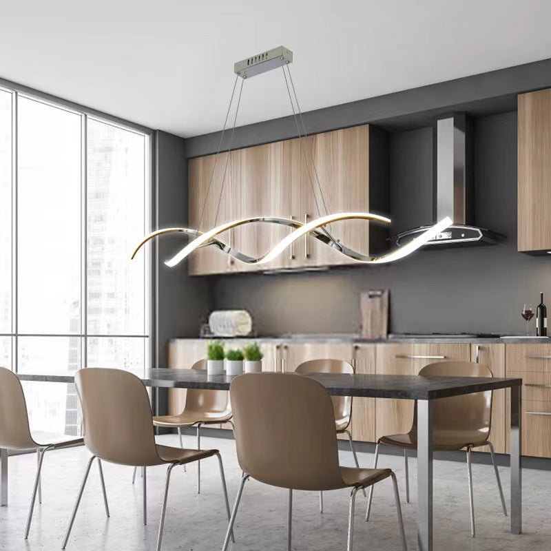 Ligera de forma lineal Luz moderna 2 luz LED colgante para sala de estar