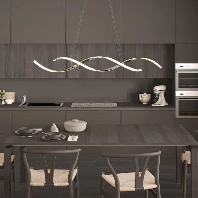 Ligera de forma lineal Luz moderna 2 luz LED colgante para sala de estar