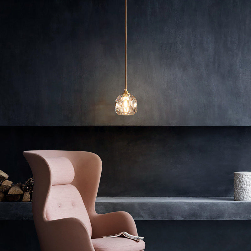 Crystal Single Pendant Lighting Globe Modern plafond Light pour le salon