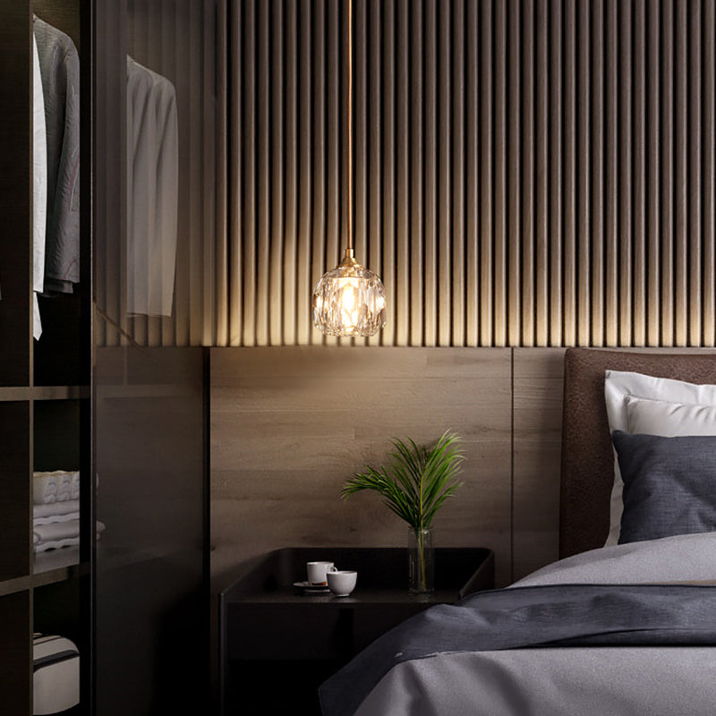 Crystal Single Pendant Lighting Globe Modern plafond Light pour le salon