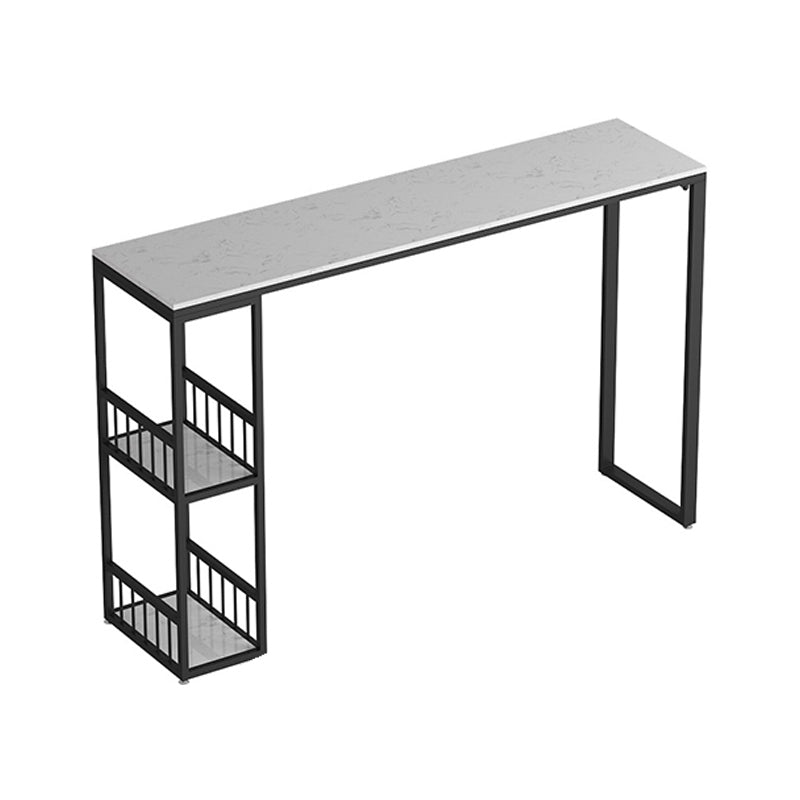 Glam Style 41.3"H Bar Table Marble White Rectangle Top Bistro Table for Living Room