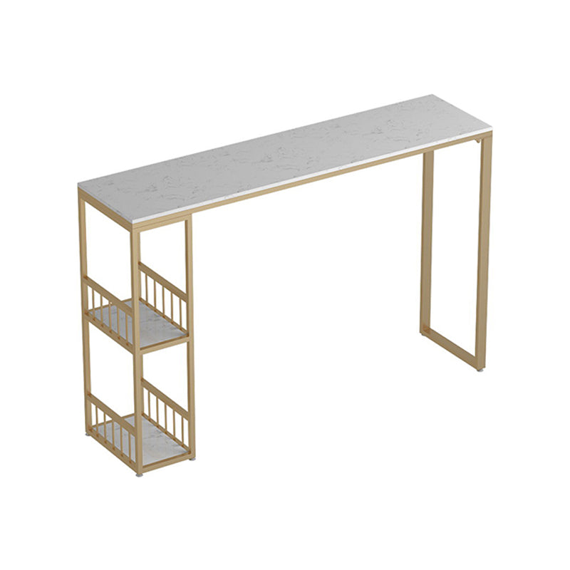 Glam Style 41.3"H Bar Table Marble White Rectangle Top Bistro Table for Living Room