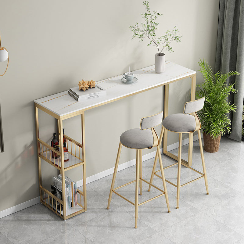 Glam Style 41.3"H Bar Table Marble White Rectangle Top Bistro Table for Living Room