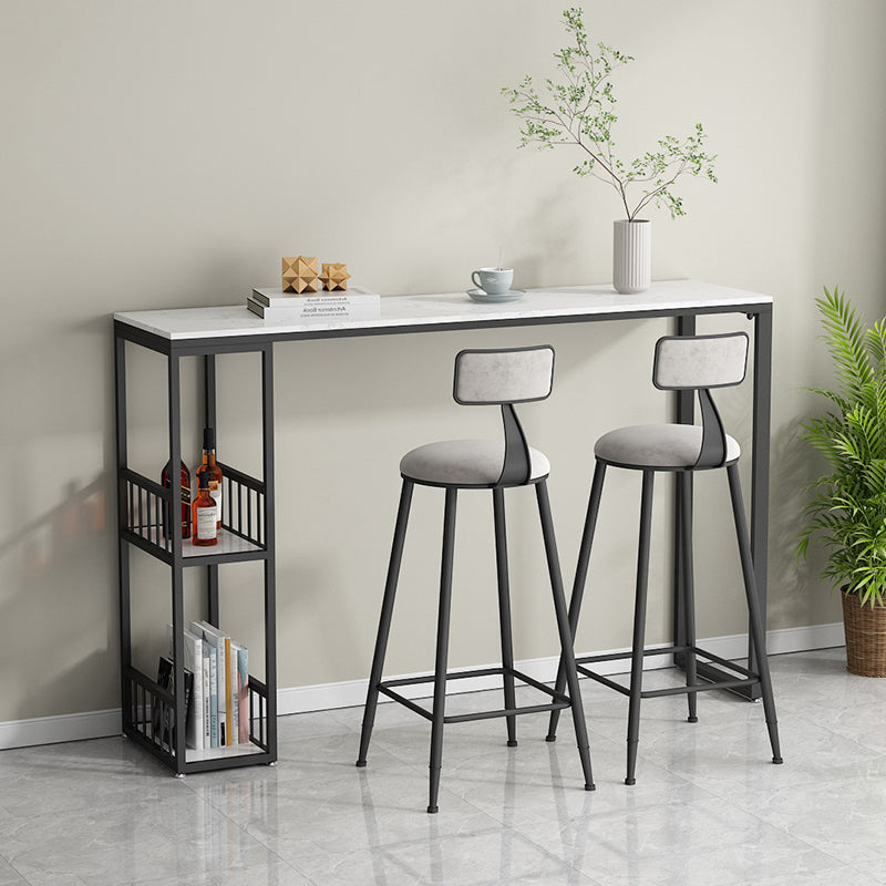Glam Style 41.3"H Bar Table Marble White Rectangle Top Bistro Table for Living Room