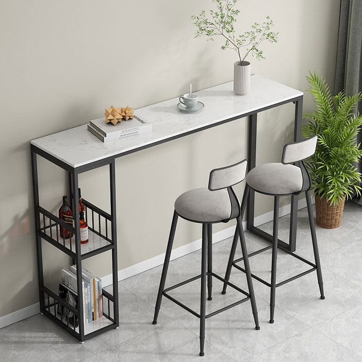 Glam Style 41.3"H Bar Table Marble White Rectangle Top Bistro Table for Living Room