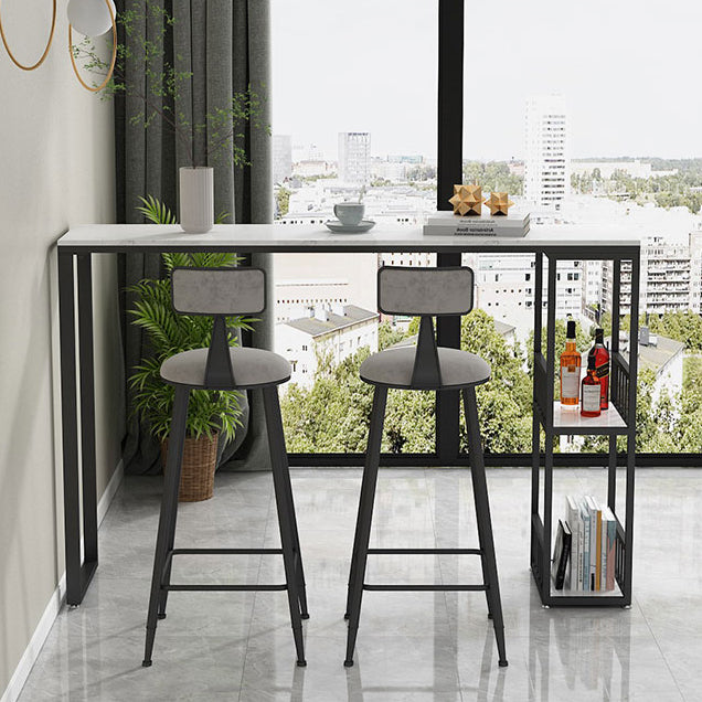 Glam Style 41.3"H Bar Table Marble White Rectangle Top Bistro Table for Living Room