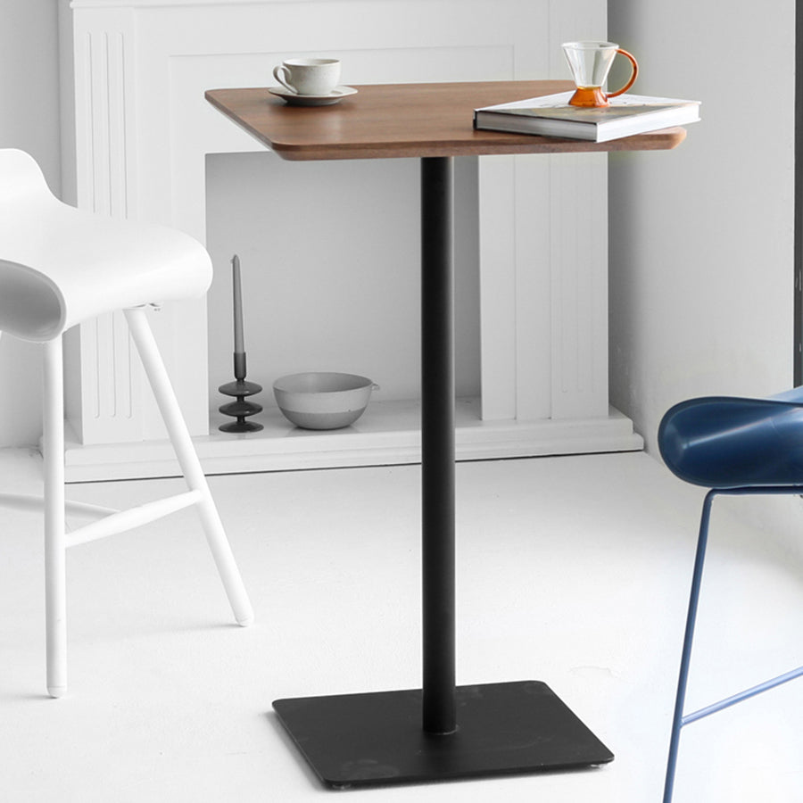 Industrial Solid Wood Bar Dining Table Steel Single Pedestal Bistro Table Fixed Table