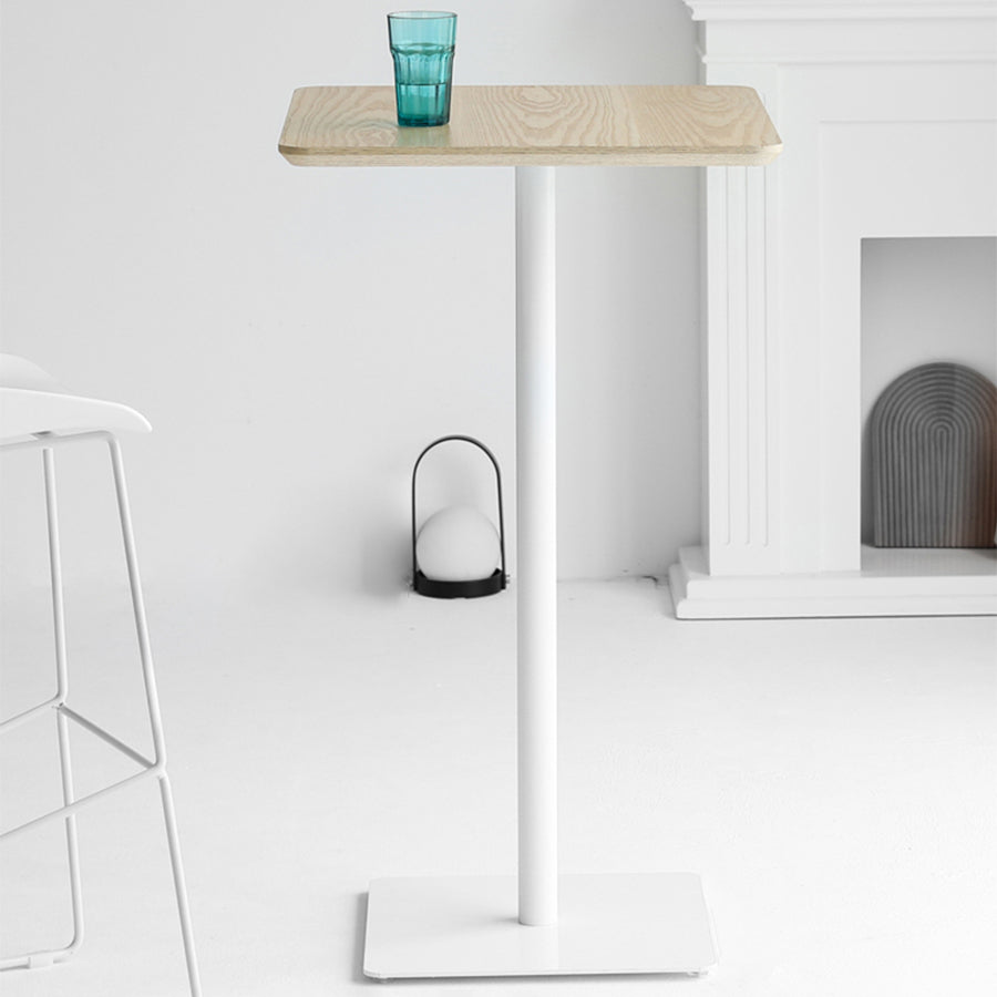 Industrial Solid Wood Bar Dining Table Steel Single Pedestal Bistro Table Fixed Table