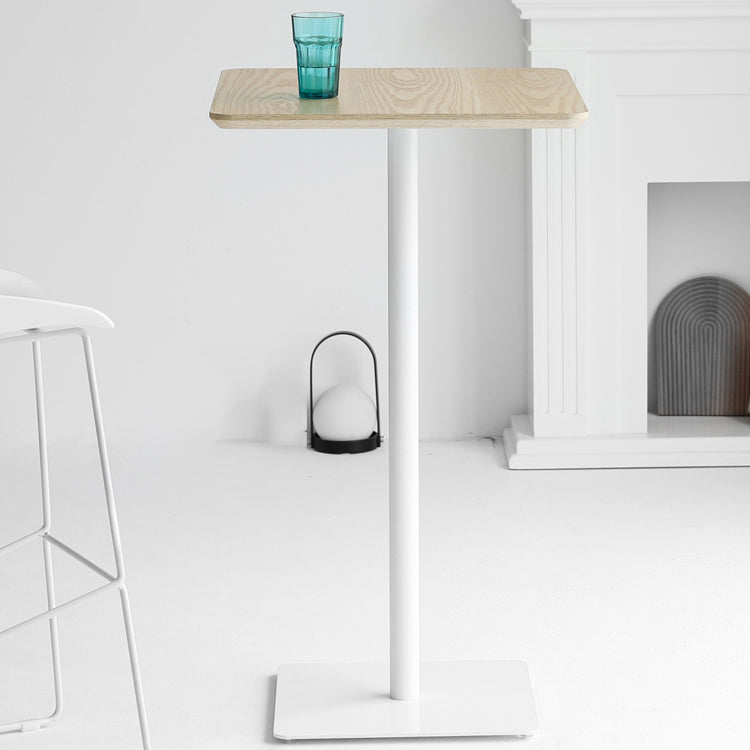 Industrial Solid Wood Bar Dining Table Steel Single Pedestal Bistro Table Fixed Table