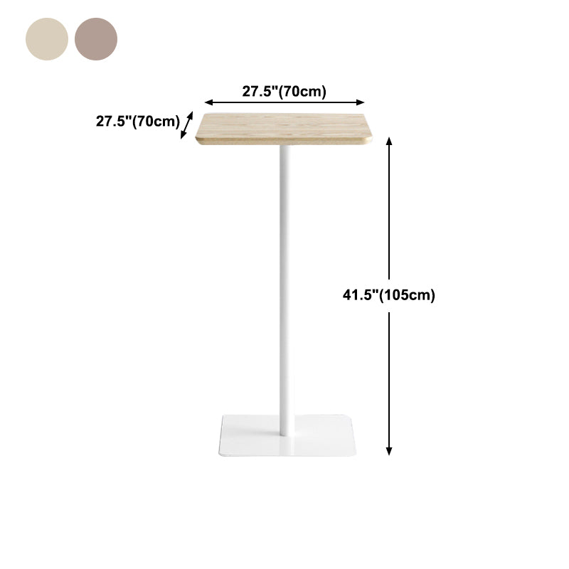 Industrial Solid Wood Bar Dining Table Steel Single Pedestal Bistro Table Fixed Table