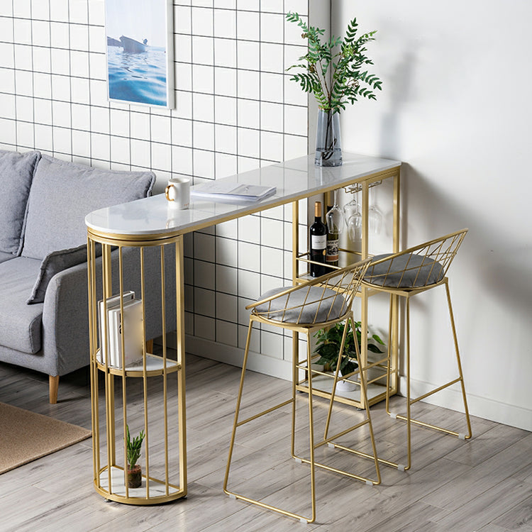 Marble Top Cocktail Bar Table Nordic 42-inch Height Storage Table for Living Room