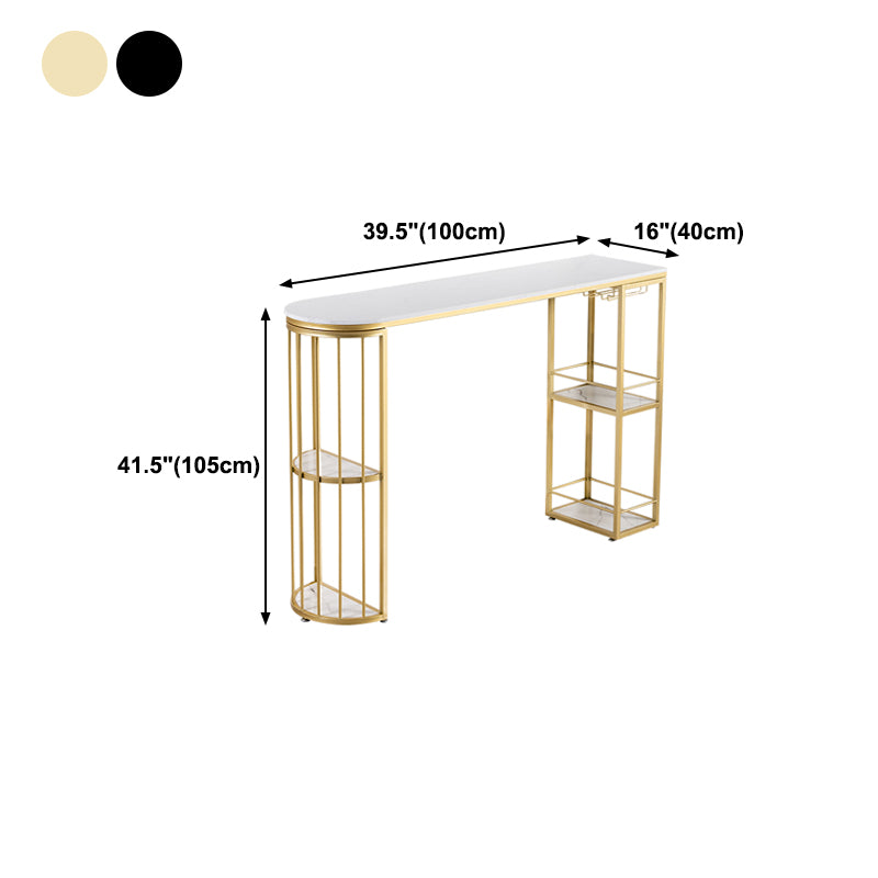 Marble Top Cocktail Bar Table Nordic 42-inch Height Storage Table for Living Room
