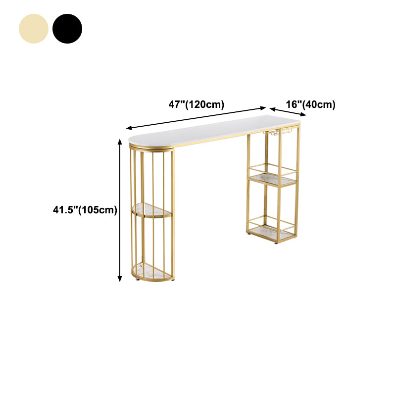 Marble Top Cocktail Bar Table Nordic 42-inch Height Storage Table for Living Room