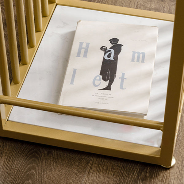 Glam Rectangle Indoor Bar Dining Table White Marble Bistro Table with Drawer