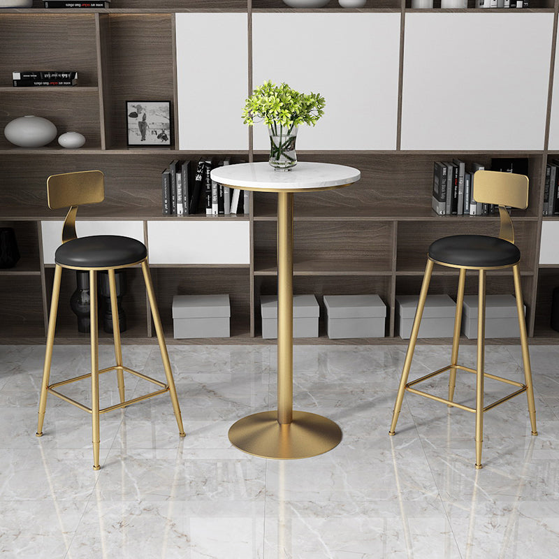 Glam Style Gold Iron Bar Table Marble Top Bistro Table - 21.6"W x 41.3"H