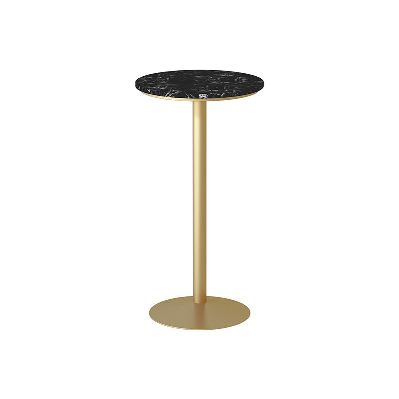 Glam Style Gold Iron Bar Table Marble Top Bistro Table - 21.6"W x 41.3"H