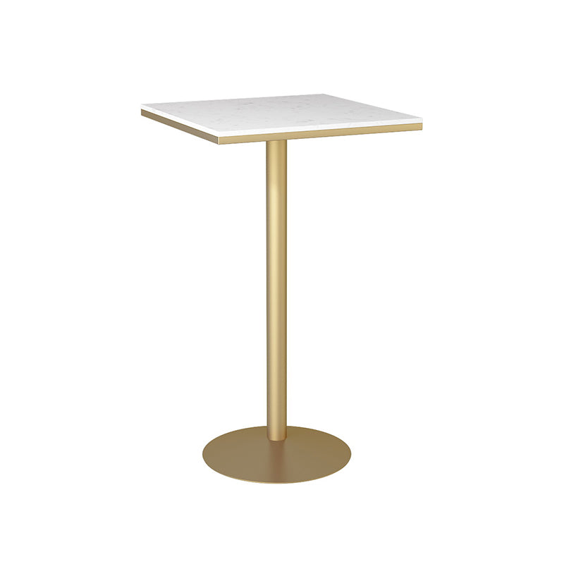 Glam Style Gold Iron Bar Table Marble Top Bistro Table - 21.6"W x 41.3"H