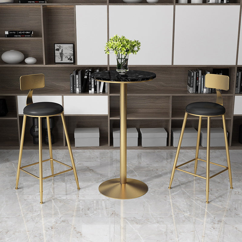 Glam Style Gold Iron Bar Table Marble Top Bistro Table - 21.6"W x 41.3"H