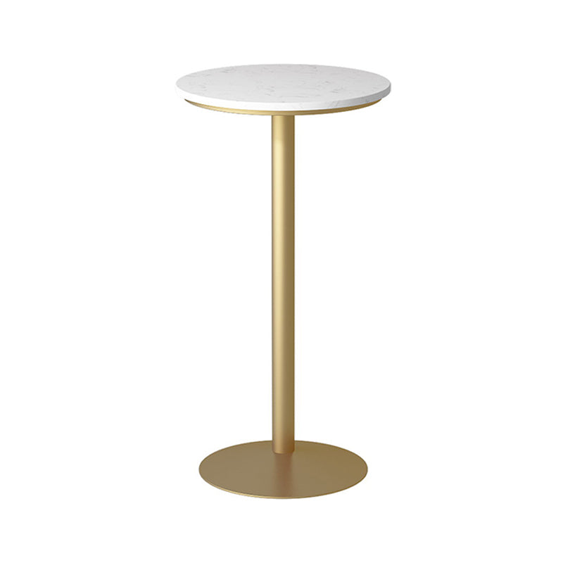 Glam Style Gold Iron Bar Table Marble Top Bistro Table - 21.6"W x 41.3"H