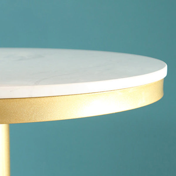 Glam Style Gold Iron Bar Table Marble Top Bistro Table - 21.6"W x 41.3"H