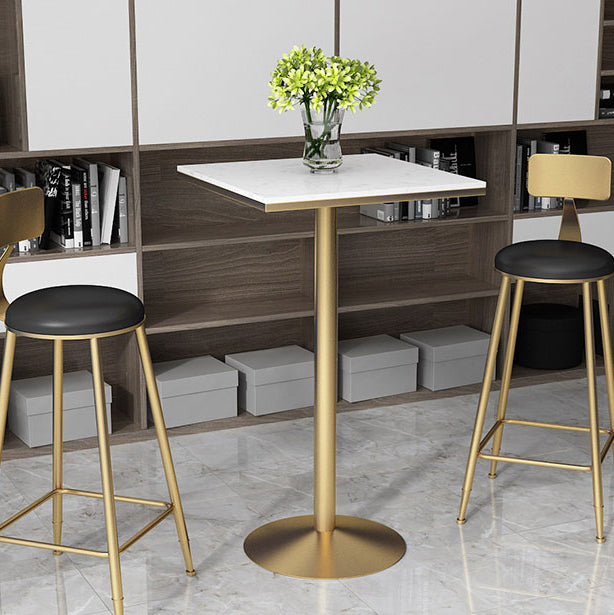 Glam Style Gold Iron Bar Table Marble Top Bistro Table - 21.6"W x 41.3"H