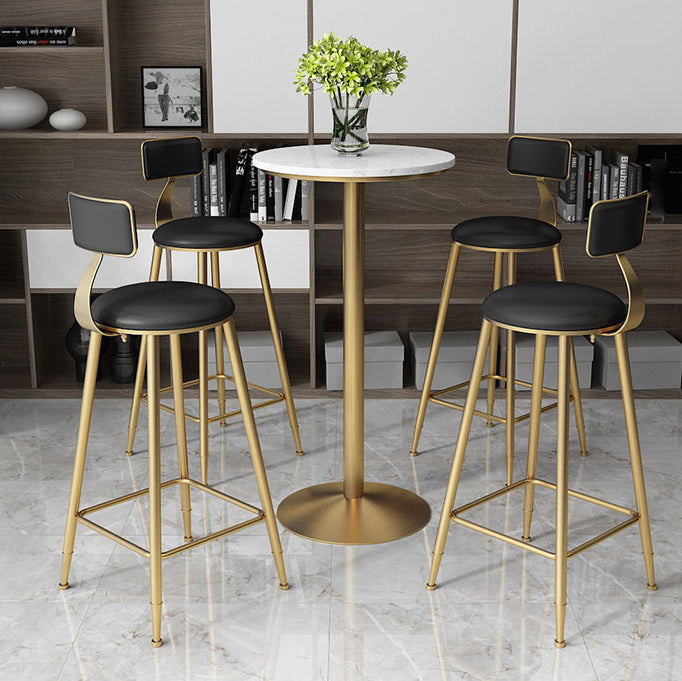 Glam Style Gold Iron Bar Table Marble Top Bistro Table - 21.6"W x 41.3"H