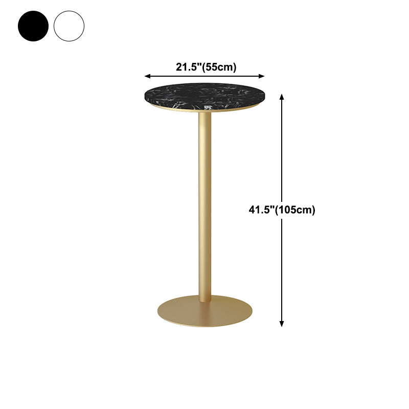 Glam Style Gold Iron Bar Table Marble Top Bistro Table - 21.6"W x 41.3"H