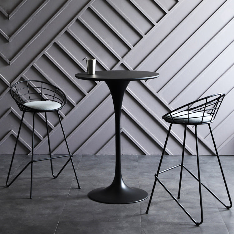 Industrial Metal Bar Table Round Top 41.3"H Pedestal Bistro Table for Cafe and Breakroom