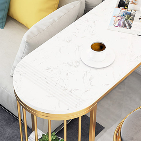Glam Style Gold Iron Bar Table 41.3"H Marble White Top Bistro Table for Living Room
