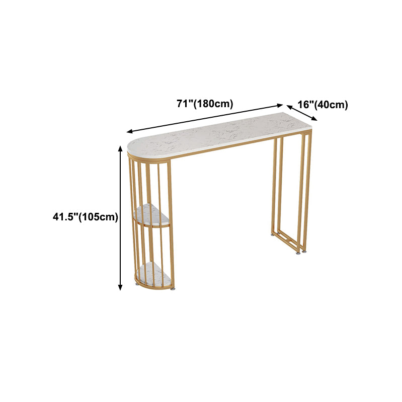 Glam Style Gold Iron Bar Table 41.3"H Marble White Top Bistro Table for Living Room