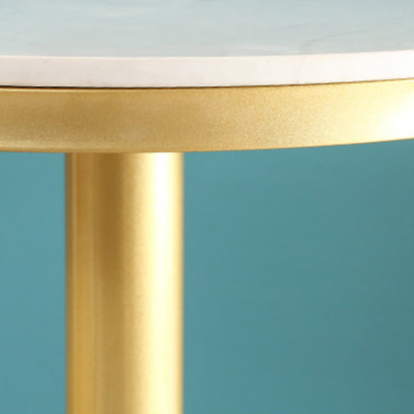 Glam Style Gold Iron Bar Table 41.3"H Faux Marble White Top Bistro Table with Wine Rack