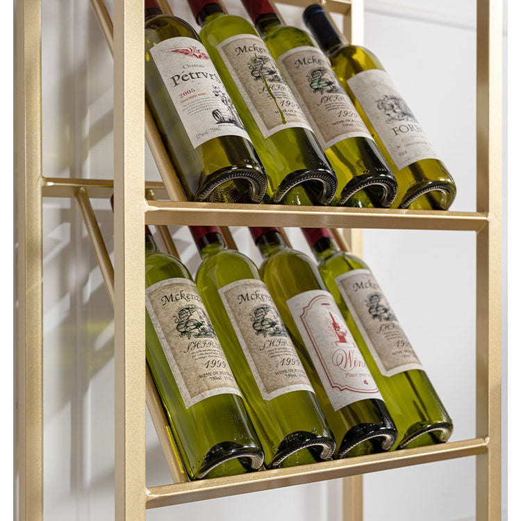 Glam Style Gold Iron Bar Table 41.3"H Faux Marble White Top Bistro Table with Wine Rack