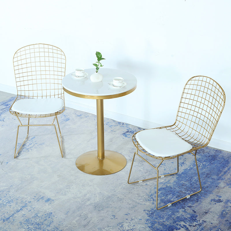 Table de la barre de fer en or de style glam marbre rond de bistrot de piédestal intérieur - 21,6 "W x 41,3" H