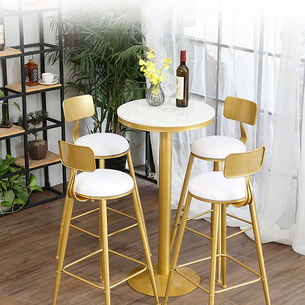 Glam Style Gold Iron Bar Table Marble Round Indoor Pedestal Bistro Table - 21.6"W x 41.3"H