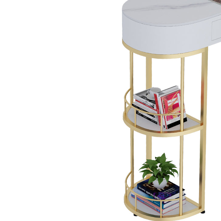 White Stone Glam Indoor Bar Dining Table Iron Double Pedestal Bistro Table Fixed Table