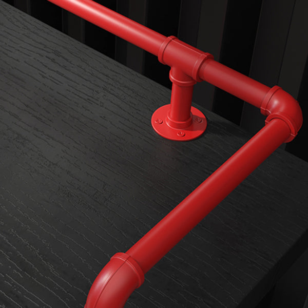 Industrial Style Red Iron Bar Table Rectangle Black Wood Top Indoor 41.34"H Bistro Table