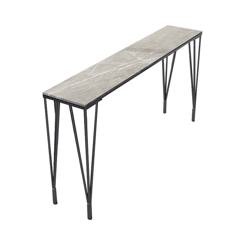 Table à manger Glam Grey Stone Bar Recangle Table du bistrot intérieur avec quatre piédestal