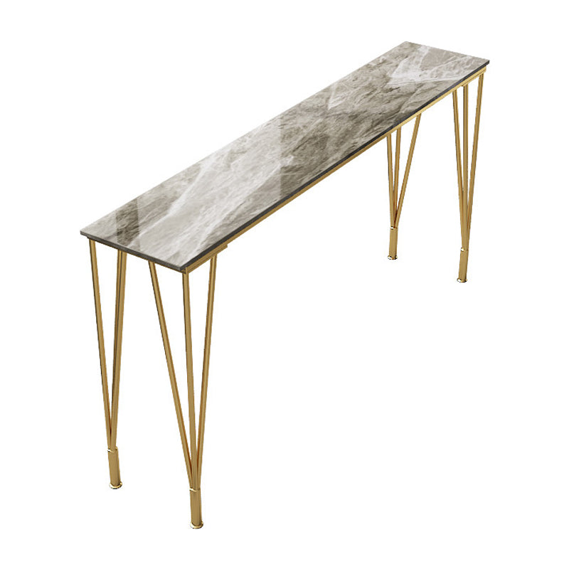 Table à manger Glam Grey Stone Bar Recangle Table du bistrot intérieur avec quatre piédestal