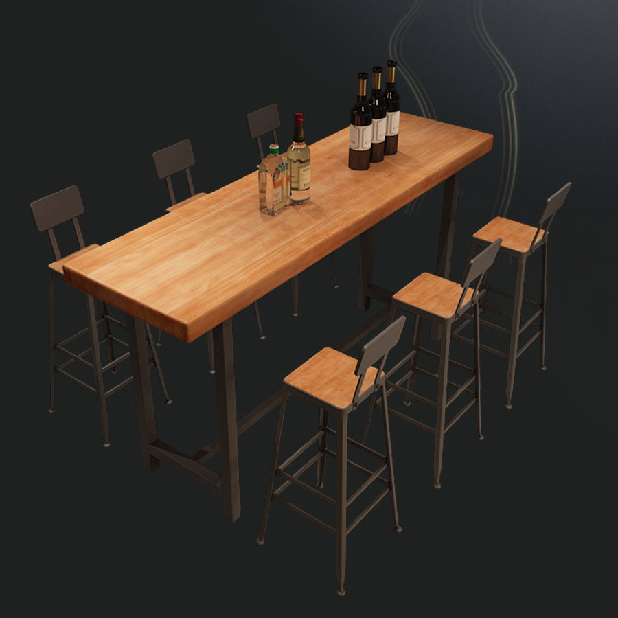 Industrial Style Bar Table Wood Top Counter Table 42-inch Height Table