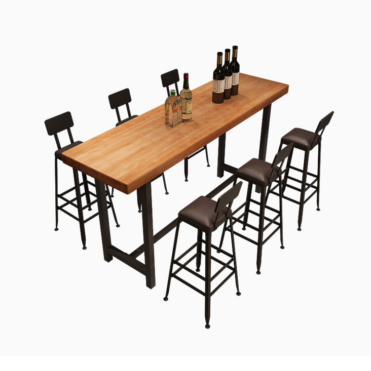 Industrial Style Bar Table Wood Top Counter Table 42-inch Height Table