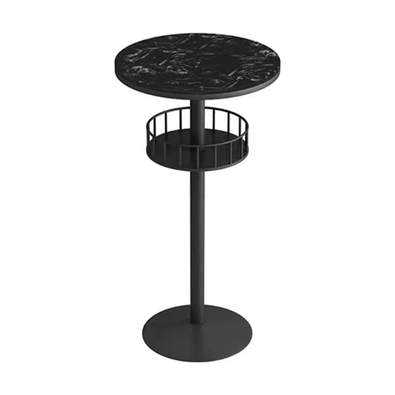 Glam Style Iron Marble Bar Table Indoor Pedestal Bistro Table - 21.6"W x 41.3"H