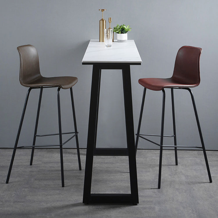 Industrial Rectangle Indoor Bar Dining Table White Stone Bistro Table Fixed Table