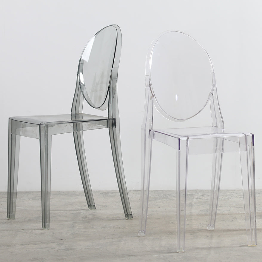 Silla lateral moderna de acrílico para interior y exterior, silla lateral de comedor con respaldo abierto para el hogar