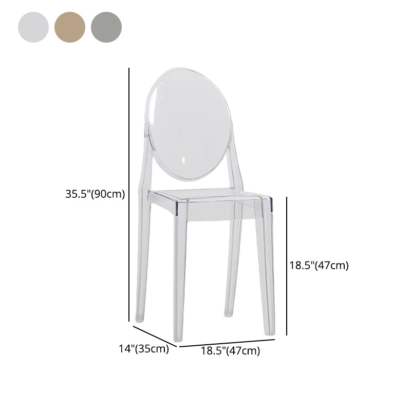 Silla lateral moderna de acrílico para interior y exterior, silla lateral de comedor con respaldo abierto para el hogar