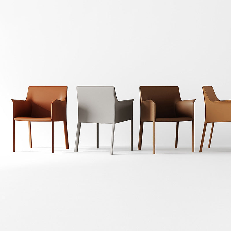 Sillas auxiliares de comedor contemporáneas de metal, silla con respaldo sólido y brazo (juego de 2)