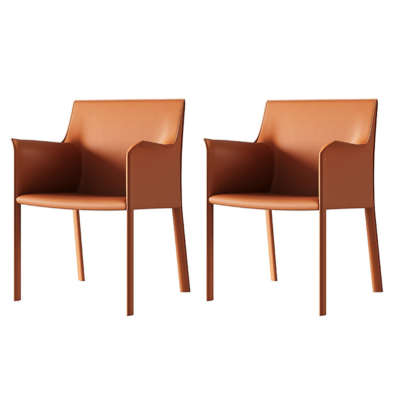 Sillas auxiliares de comedor contemporáneas de metal, silla con respaldo sólido y brazo (juego de 2)