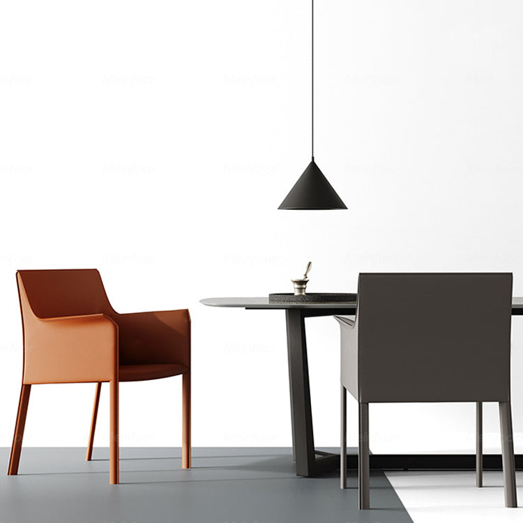 Sillas auxiliares de comedor contemporáneas de metal, silla con respaldo sólido y brazo (juego de 2)