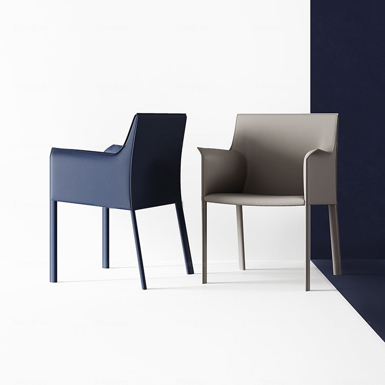 Sillas auxiliares de comedor contemporáneas de metal, silla con respaldo sólido y brazo (juego de 2)