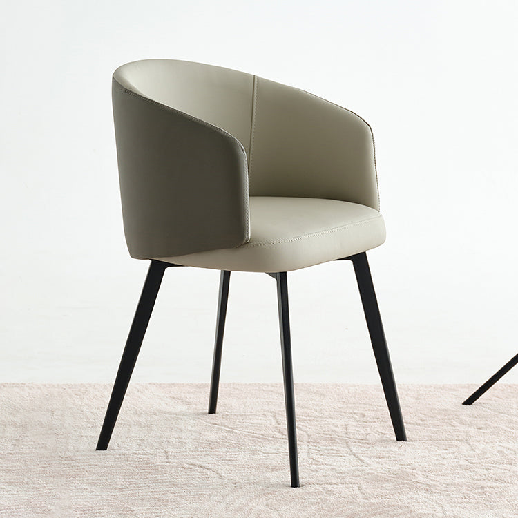 Sillón de cuero contemporáneo con acabado mate, respaldo sólido, silla de comedor