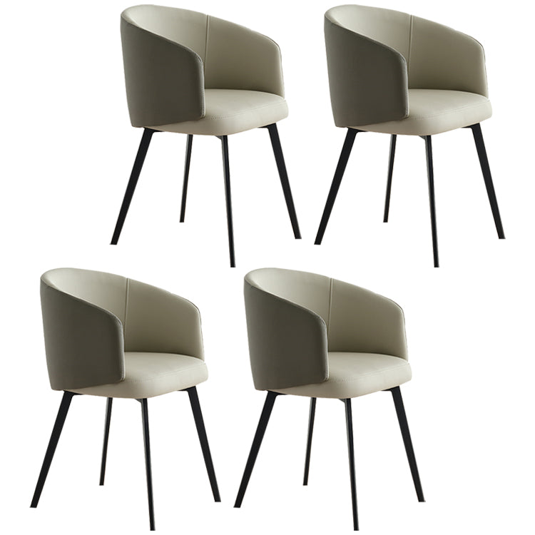 Sillón de cuero contemporáneo con acabado mate, respaldo sólido, silla de comedor